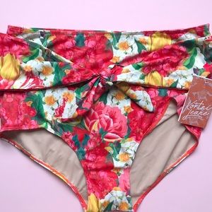 Kortni Jeane Tie Front Bottoms in Tulips XXL